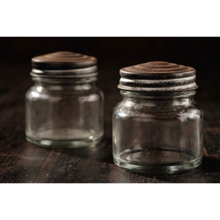早期玻璃小罐 老玻璃儲存小罐 舊玻璃罐 古玻璃罐 老玻璃小罐