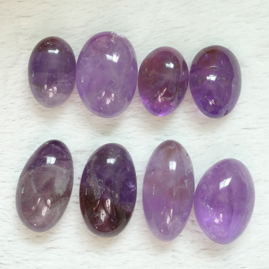 紫水晶滾石 天然紫黃水晶