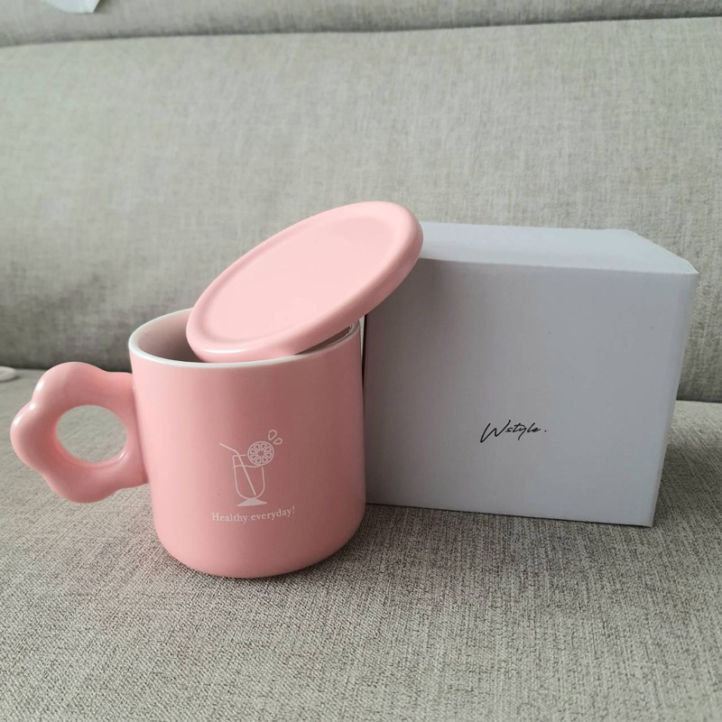 全新 Wstyle 品牌字母馬克杯 粉色 母親節滿額贈 附杯蓋