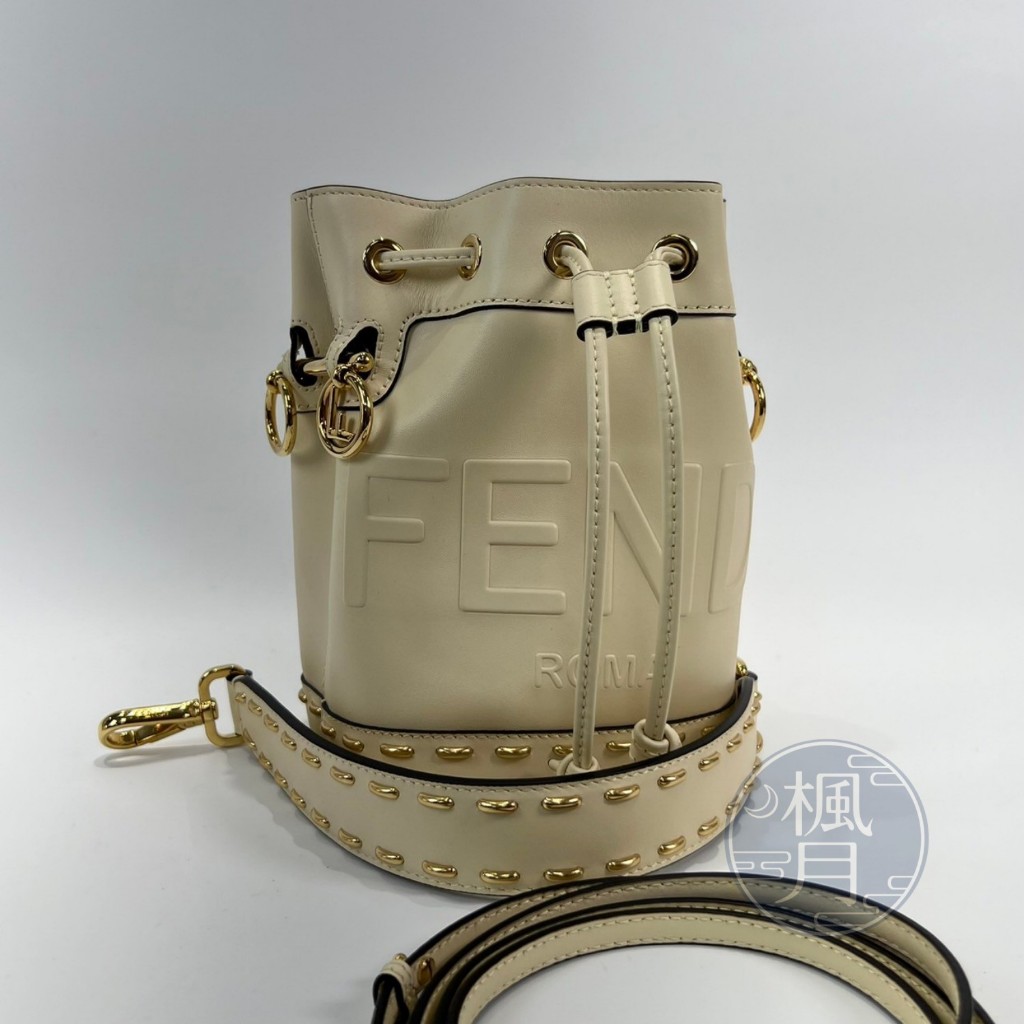 FENDI 芬迪 8BS010 米色 水桶包 精品包 側背包 斜背包 精品水桶包 手提包 兩用包 2WAY