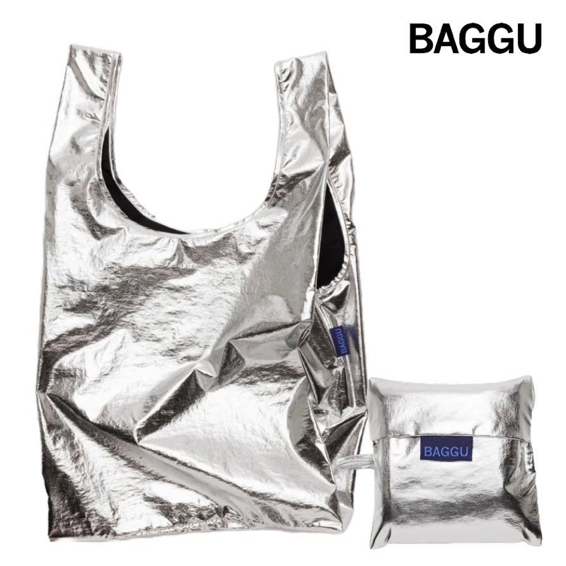《全新現貨》BAGGU Standard Baggu  M號 亮銀環保購物包 購物袋 肩背包 手提包