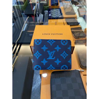鹿晉歐美精品🦌 Louis Vuitton LV M82323 午夜藍底藍線老花交叉短夾