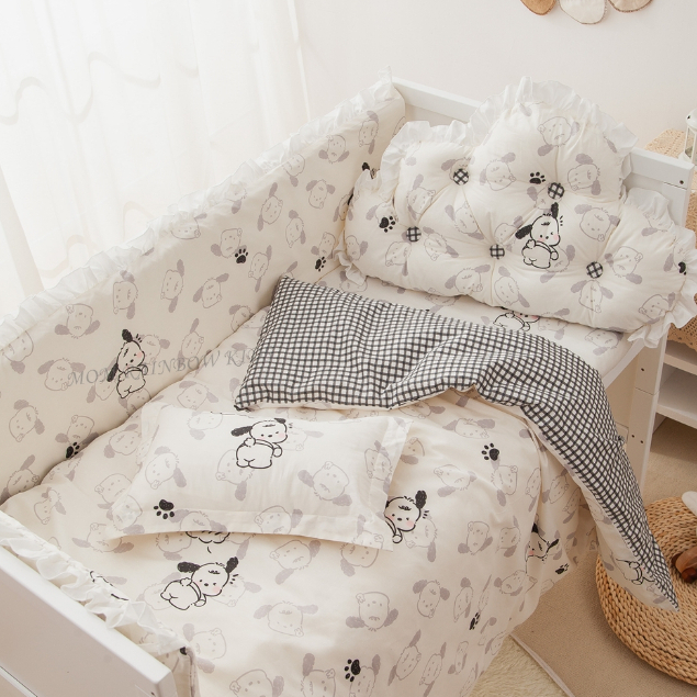 北歐風訂製款雲朵床靠寶寶嬰兒床 花邊純棉拆洗床圍 親子床品