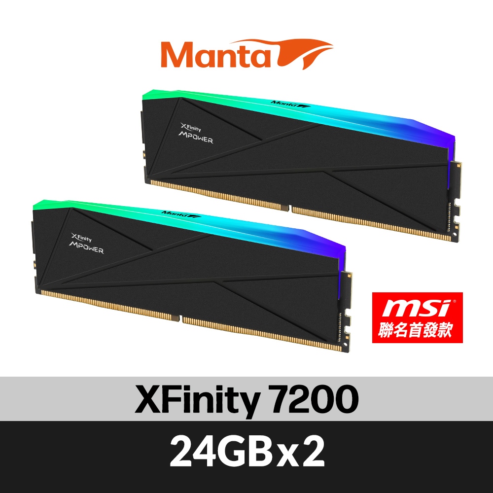 v-color全何 XFINITY DDR5 7200 48GB(24GBx2) RGB 桌上型超頻記憶 (黑)