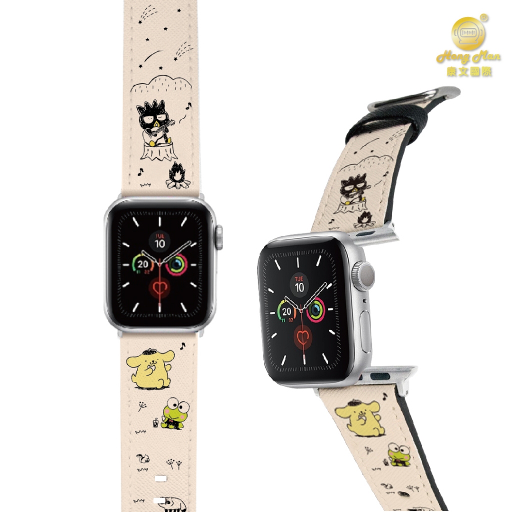 【Hong Man】三麗鷗 Apple Watch 皮革錶帶 黃色露營