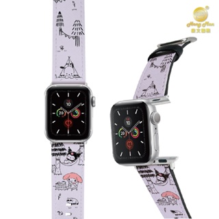 【Hong Man】三麗鷗 Apple Watch 皮革錶帶 紫色露營