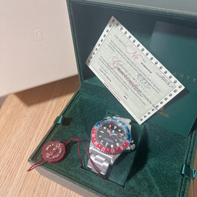 「全新現貨」CLASSICAL TYPE 2 BAPEX M猿人頭 藍紅 可樂圈 翻玩手錶 雙色環錶