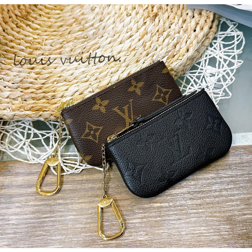 二手旗艦 LOUIS VUITTON LV 字紋 皮革壓紋 零錢包 Key包 鑰匙包(中友店)