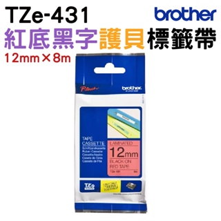 Brother TZe-431 護貝標籤帶 12mm 紅底黑字