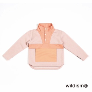 【善野計畫】wildism® 孩童戶外機能服裝 Teddy- 刷毛高領大口袋長袖 橘粉蜜桃