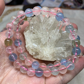 Beryl 7mm冰種摩根石手珠 摩根石手鍊 天然海藍寶圓珠 冰種綠柱石手鍊 愛情石 ☆MoMo水晶礦石☆