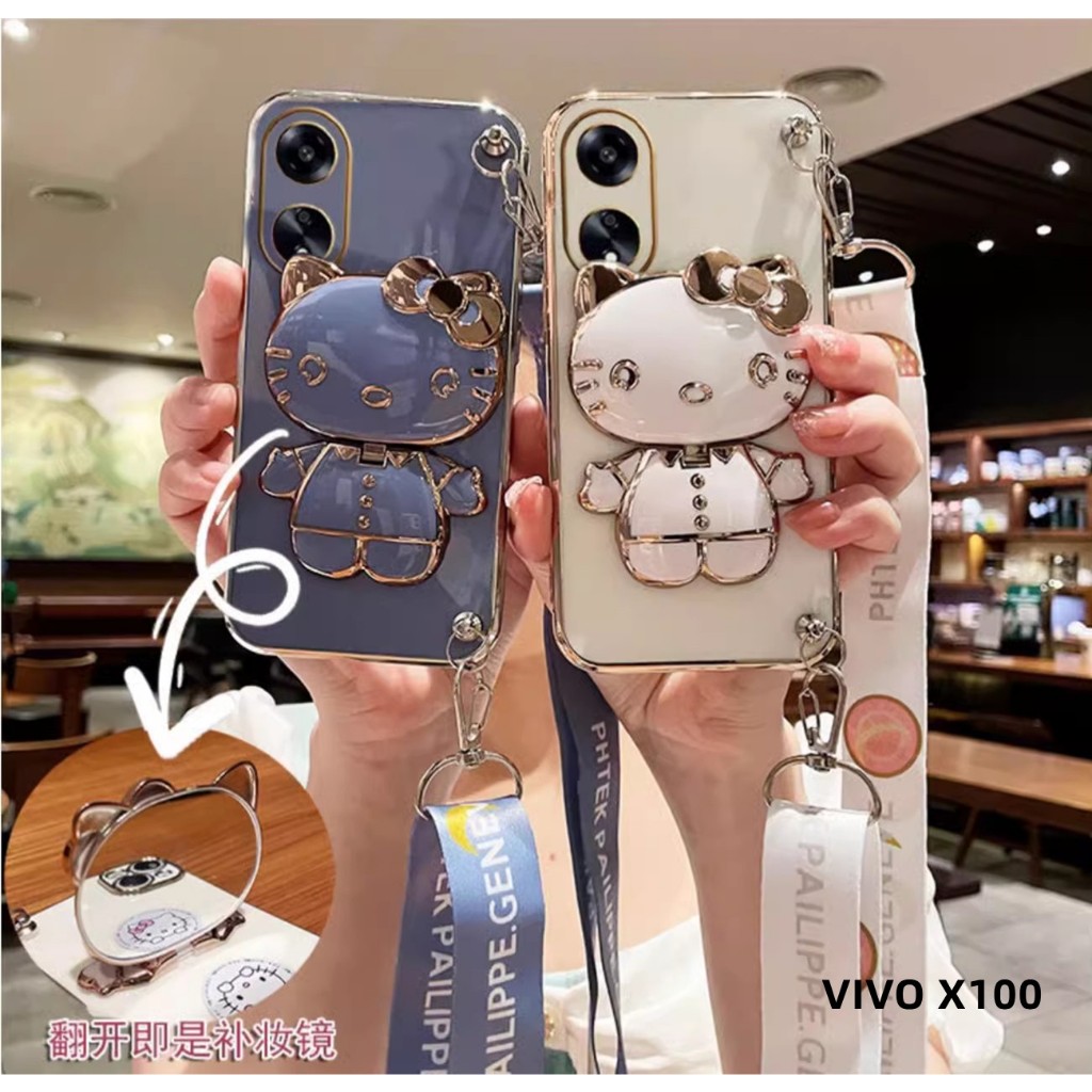 可愛貓斜背手機殼 適用 VIVO X100pro X90pro X80pro X70pro X60pro X50pro