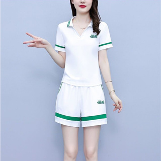 胖胖美依 套裝 短袖T恤 短褲 運動短褲 M-4XL韓版時尚洋氣休閒運動套裝4F120-6837.