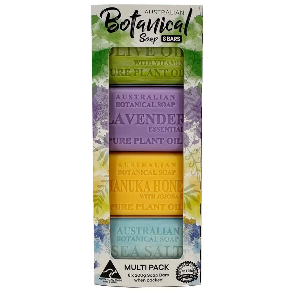 澳洲製植物精油香皂 8入 橄欖油、薰衣草、麥盧卡蜂蜜、海鹽