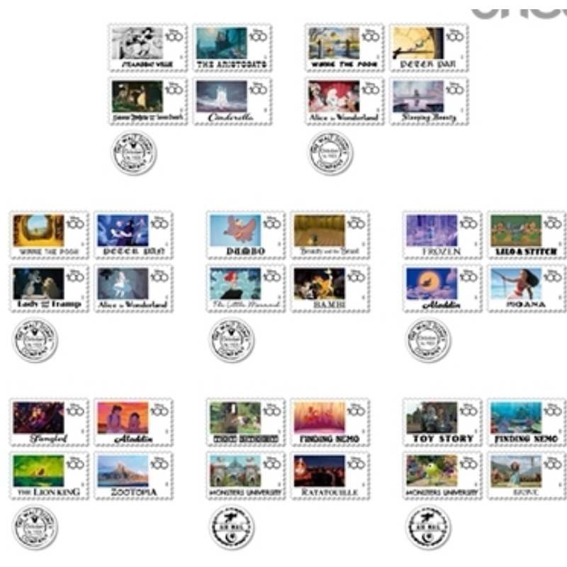 迪士尼 100週年 一番賞 H賞 郵票造型貼紙