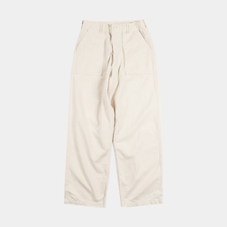 日本orSlow微寬鬆特殊編織軍用魚骨斜紋布柔軟透氣復古休閒長褲米色