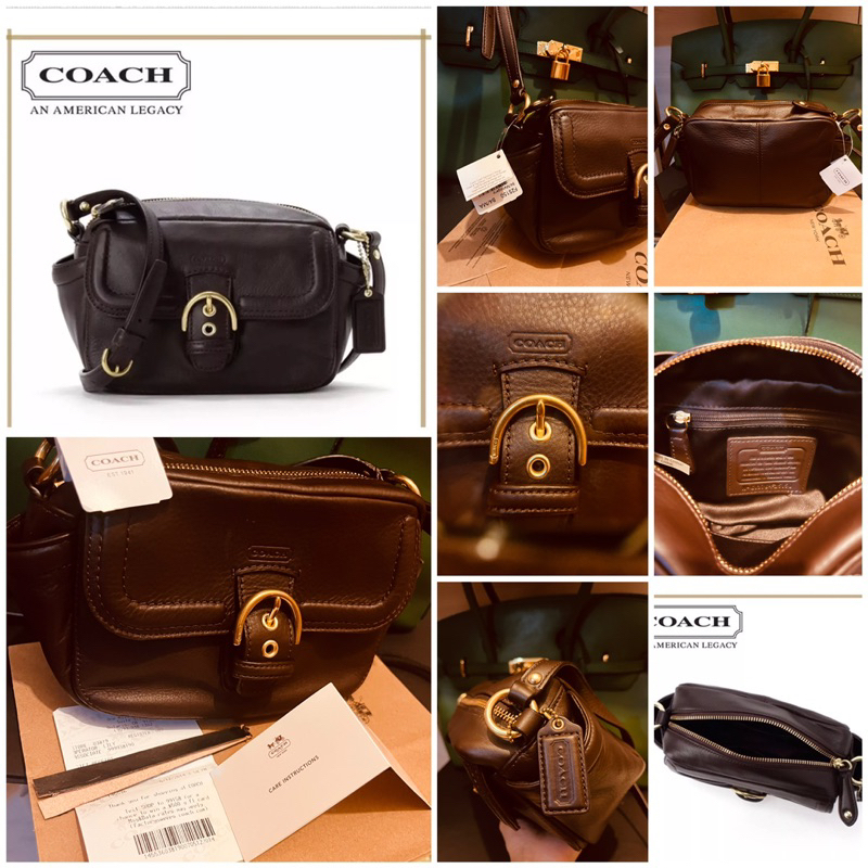 全新Coach 皮革相機包高14cm橫24cm寬9.5cm 背帶116-130cm(調整可能) 附購證 原廠手提紙袋～