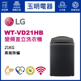 LG洗衣機 21KG、蒸善美變頻直立洗衣機 WT-VD21HB