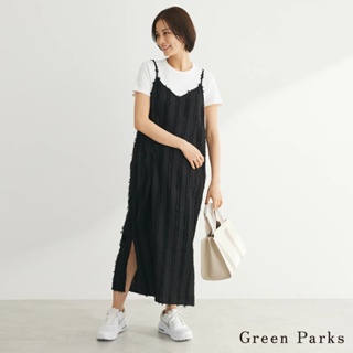Green Parks 羽毛提花拼接剪裁吊帶連身裙(6A42L0H0500)