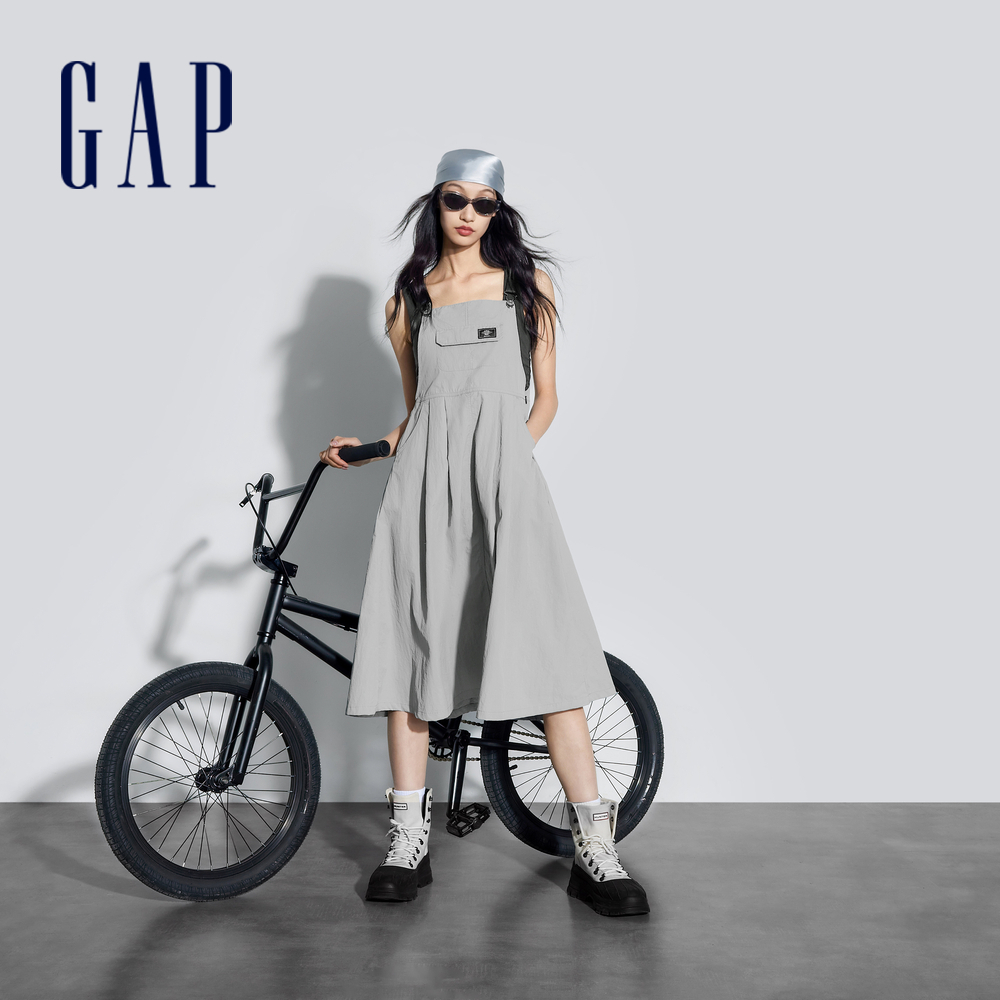Gap 女裝 工裝吊帶洋裝-灰色(890016)