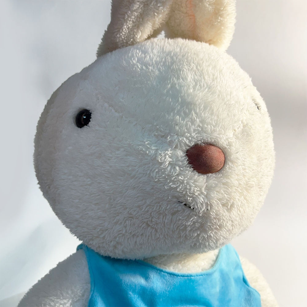 二手 法國 兔兔 兔子 白色 藍衣 歡樂兔子 布偶 娃娃 玩偶 巨大 20吋