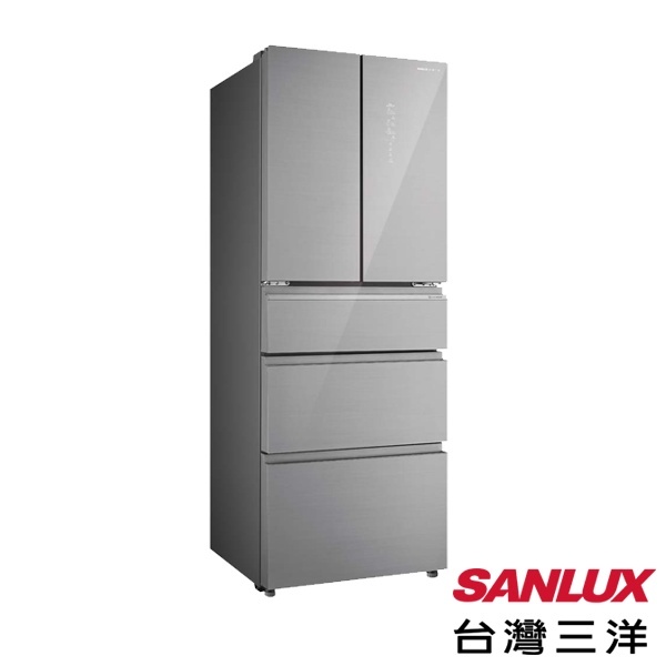 SR-C420EVGF SANLUX台灣三洋 420公升 1級能效 變頻五門電冰箱 強化玻璃盤架