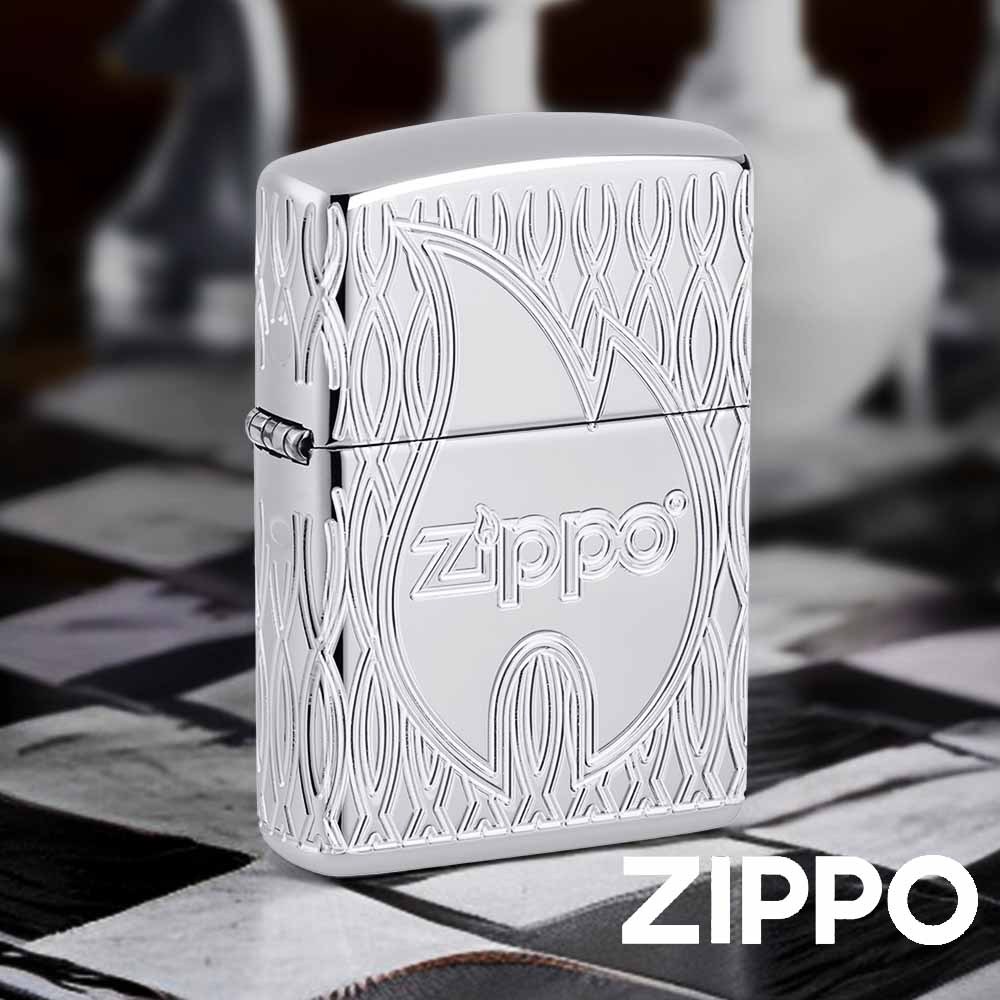 ZIPPO 火焰幾何紋理防風打火機 48838 高拋光鍍鉻打火機 MultiCut 技術設計 幾何圖案 終身保固