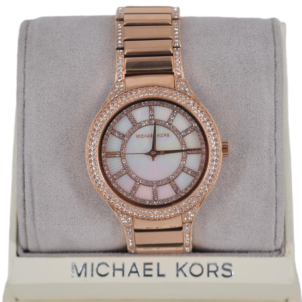 金卡價2533 二手 Michael Kors  貝殼面滿水鑽手錶 MK3313附盒 020200001966 01