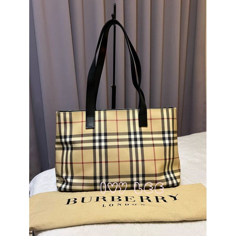 Burberry Nova 格紋塗佈帆布中型托特包 手提包 二手精品