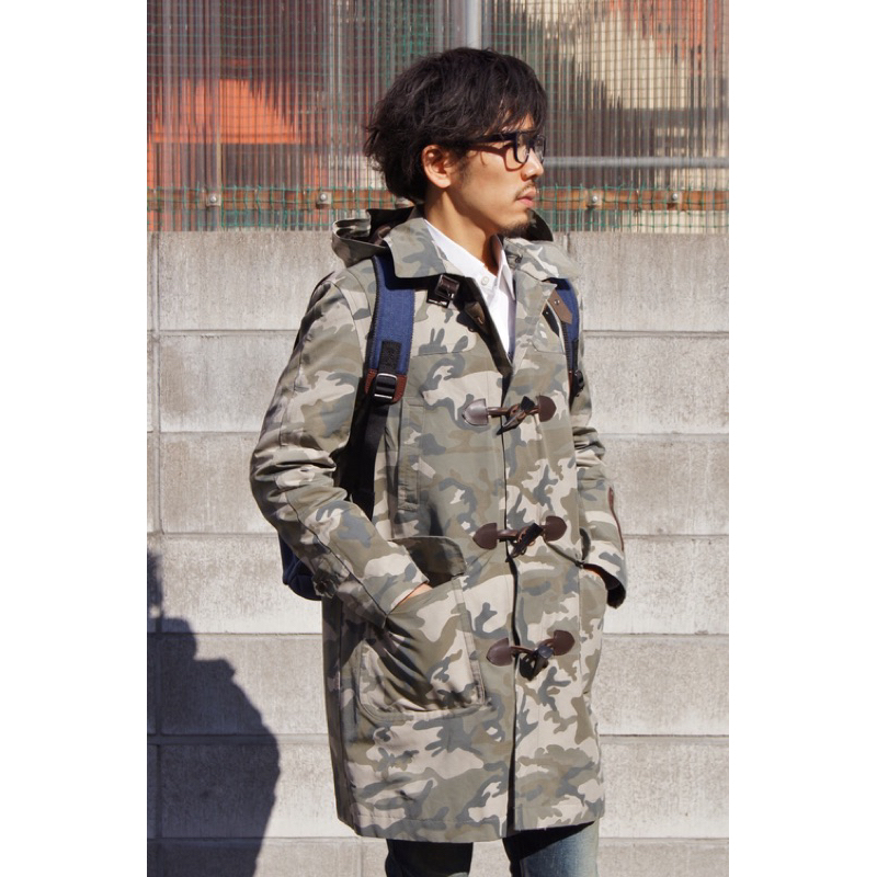 超美品 SOPHNET Camouflage coat 迷彩 牛角扣 防風 防雨 短大衣 古著 外套 夾克 軍大衣 m