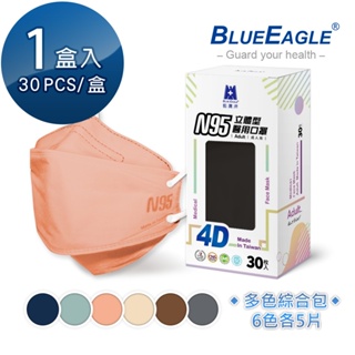 藍鷹牌 N95 4D立體型醫療成人口罩 綜合包 30片x1盒 NP-4DMMIX1-30 每色各5片 活動用