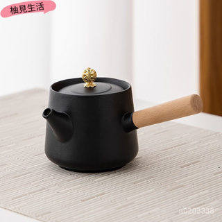✨陶瓷 旅行茶具✨ 泡茶組 茶壺組 茶水分離 茶水分離茶壺泡茶傢用茶具單壺陶瓷老式側把白色黑色過濾茶杯粗陶