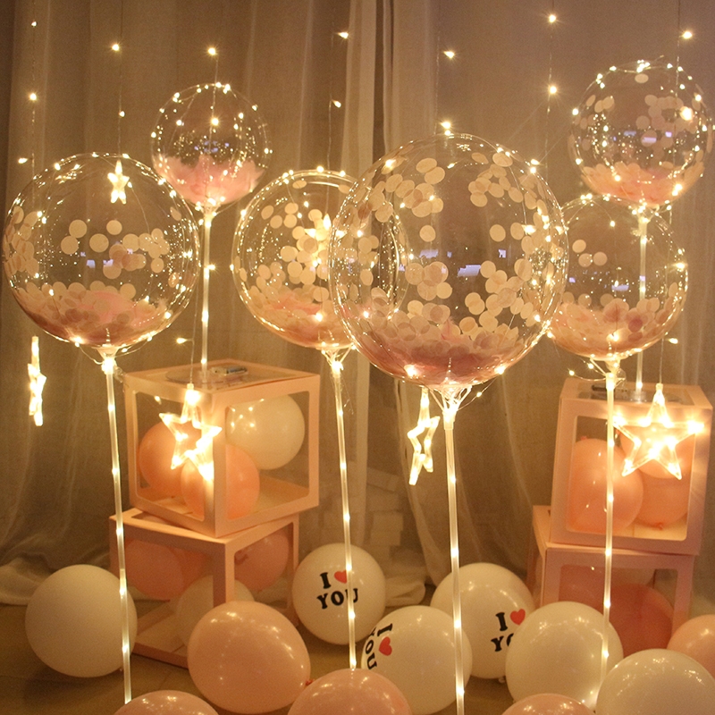 立柱發光氣球 網紅求婚告白發光氣球透明波波球立柱生日表白裝潢氛圍燈場景佈置