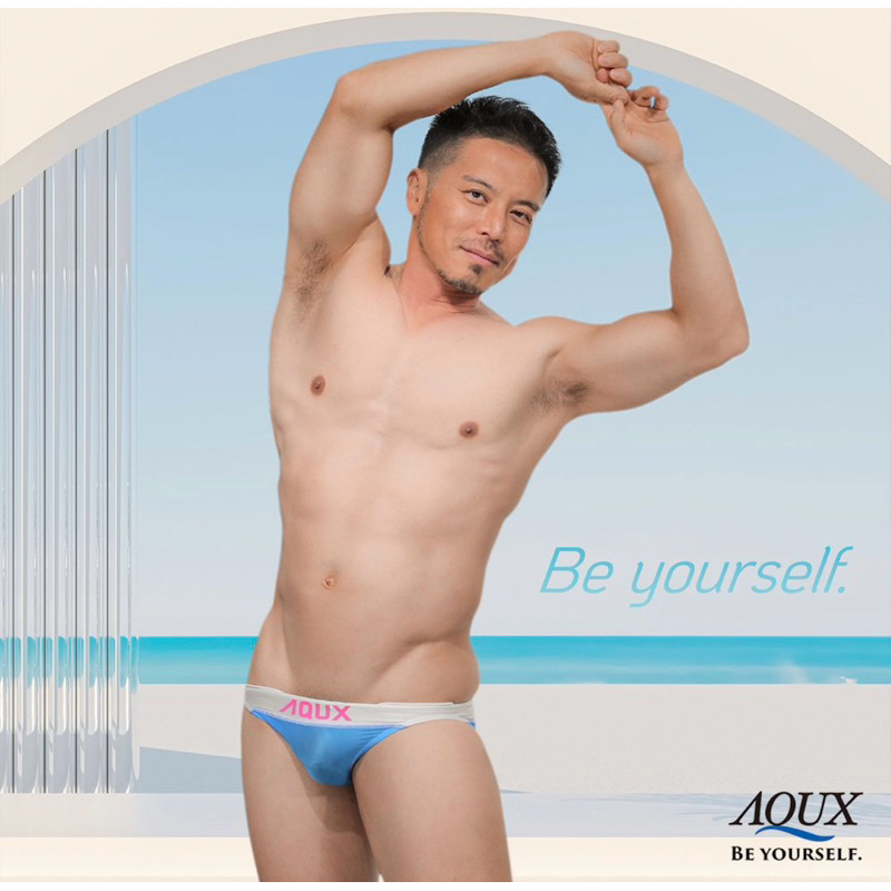 日本AQUX超激低腰，遇水透（藍色/L號），三角泳褲/現貨在台，免等待。日本製（藍色/L號）