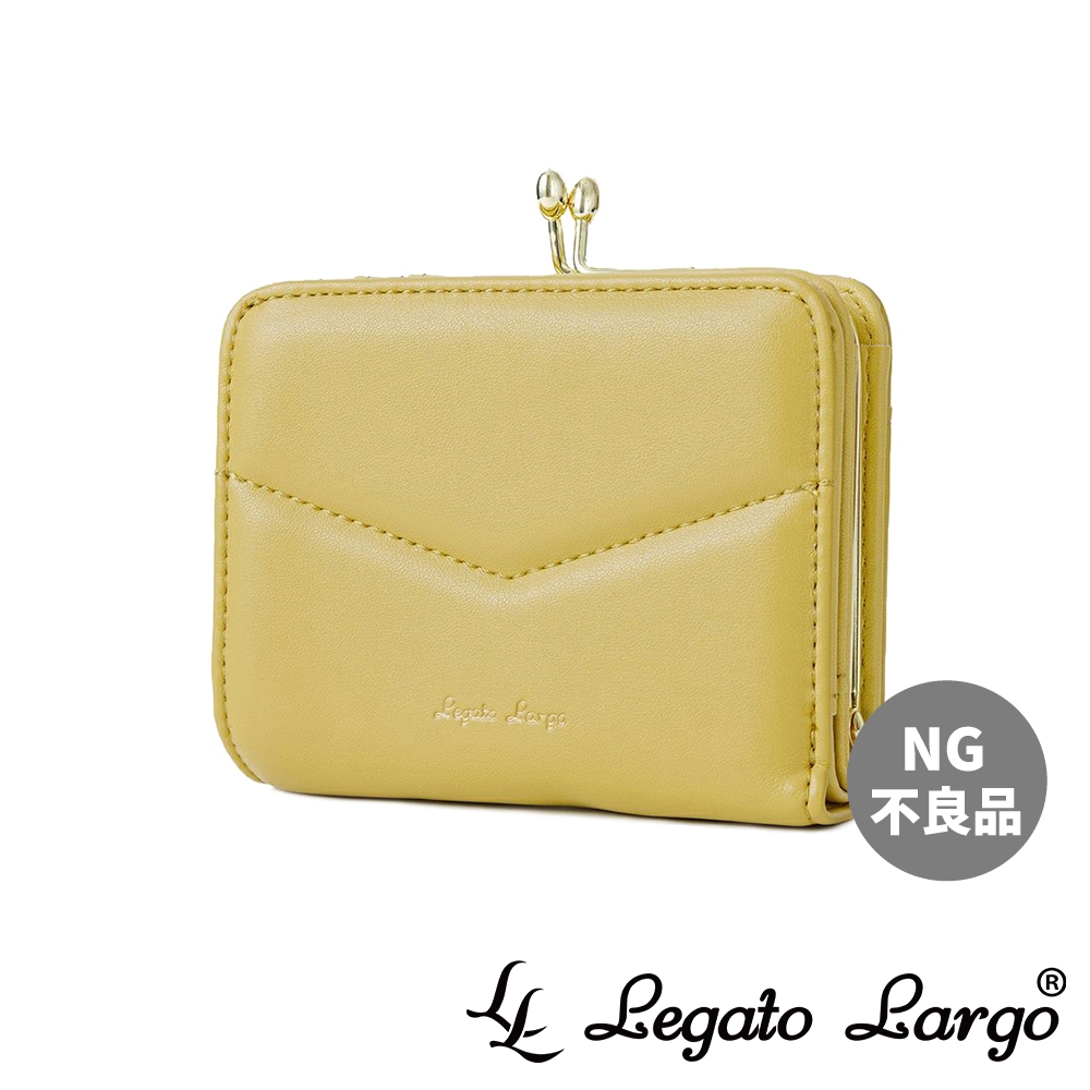 Legato Largo 氣質簡約V字繡線 珠釦短夾 (LJ-E1612-YE) 不良品