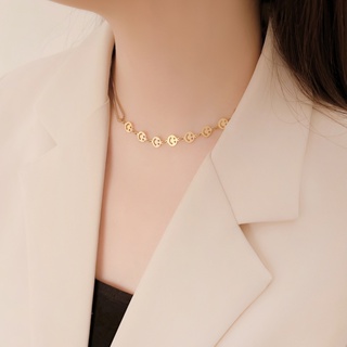 [鈦鋼.項鍊] 快樂至上 choker【UME】鈦鋼項鏈 洗澡可戴 不退色項鍊 鈦鋼鍍18K金