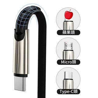牛仔充電線 Type-C/ USB充電線 快充線 耐用鋅合金 扁線 編織線 3A快充線｜YORI優裡