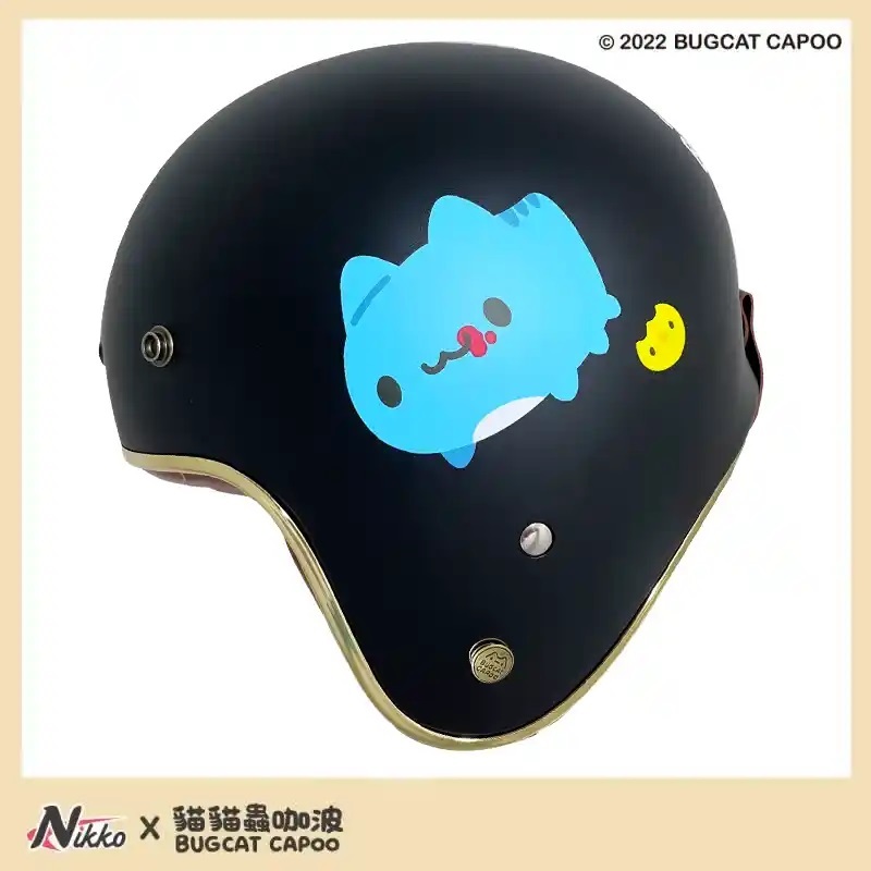 NIKKO N401 ⭐咖波狗狗款 霧面黑⭐｜ 3/4罩安全帽｜復古 騎士帽