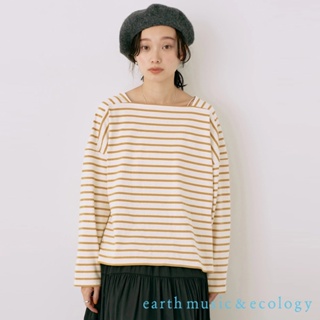 earth music&ecology 橫條紋純棉方領長袖上衣(1L33L1C0600)