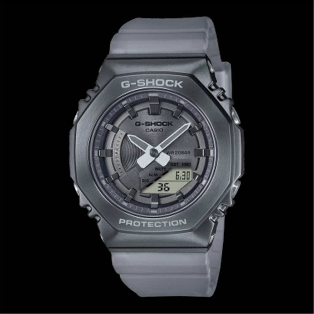 CASIO 卡西歐 G-SHOCK 午夜迷霧 八角形金屬錶殼 半透明錶帶-霧灰 (GM-S2100MF-1A)[秀時堂]