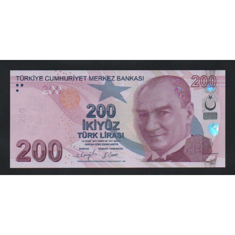【低價外鈔】土耳其2009 (2021) 年 200 Lira 里拉 紙鈔一枚(F字軌) 凱末爾·阿塔圖克肖像 少見~