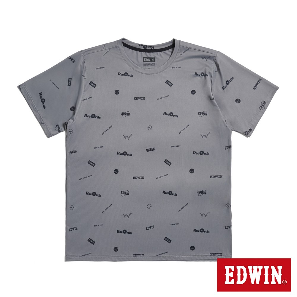 EDWIN 加大碼 涼感系列 滿版印花短袖T恤(暗灰色)-男款