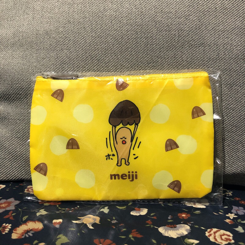 明治 香菇先生輕便收納袋 筆袋 香菇巧克力周邊 Meiji