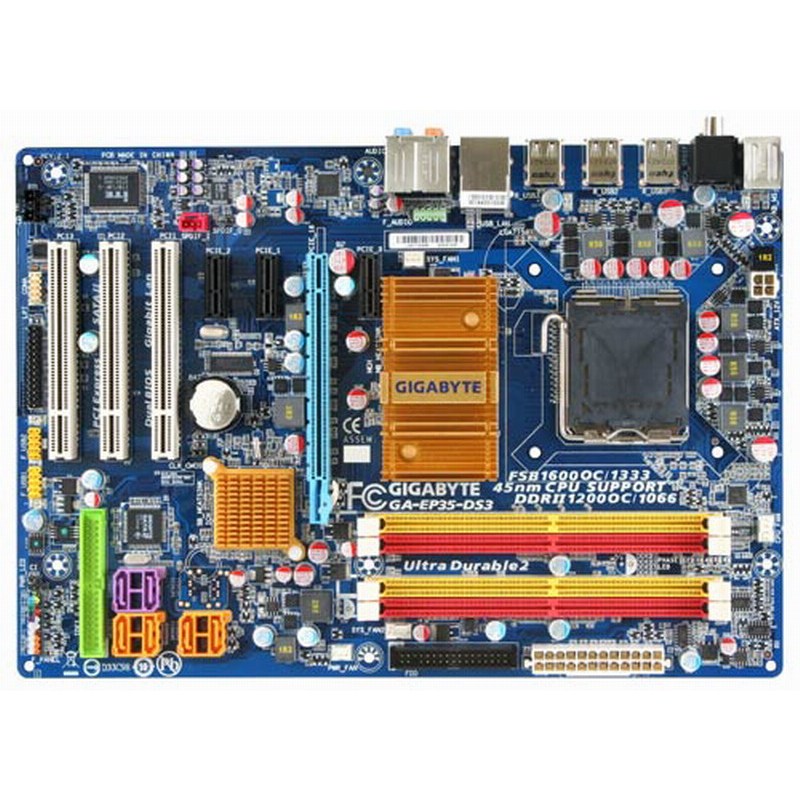 技嘉 GA-EP35-DS3 全固態電容高階主機板、775腳位、支援DDR2記憶體與多核心處理器、拆機良品附檔板