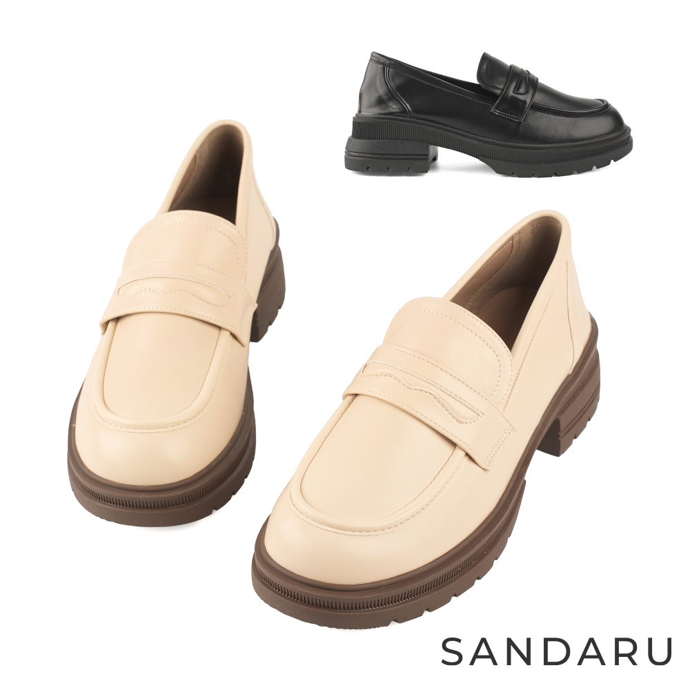 山打努SANDARU-樂福鞋 便仕設計厚底中高跟樂福鞋
