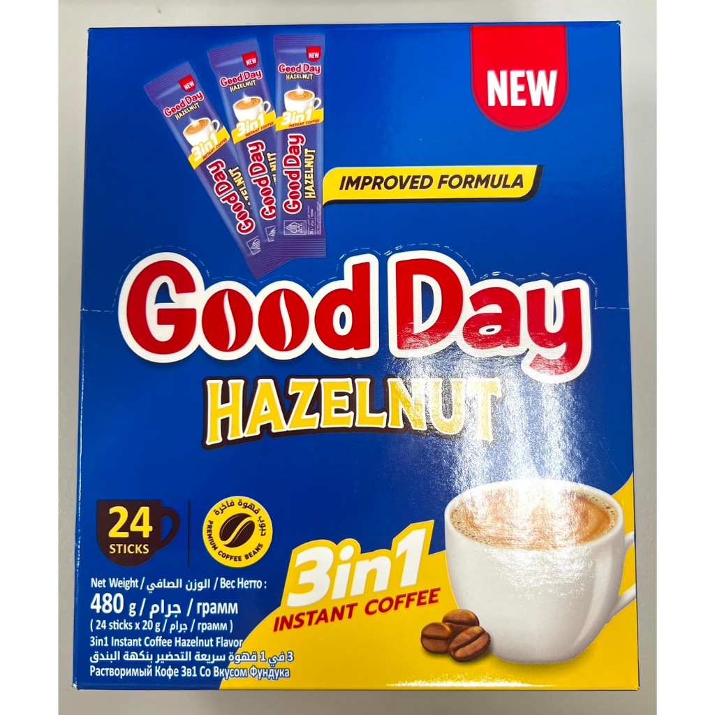印尼 GOOD DAY Hazelnut 3in1 盒裝 棒果三合一咖啡 24*20g