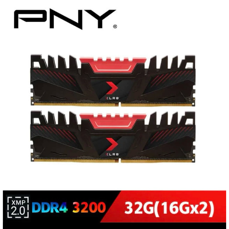 PNY XLR8 DDR4 3200 32GB（16Gx2） 桌上型電競記憶體