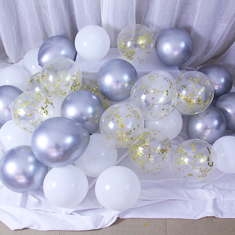 網紅透明亮片金屬銀色氣球 生日裝潢場景佈置開業派對求婚表白道具