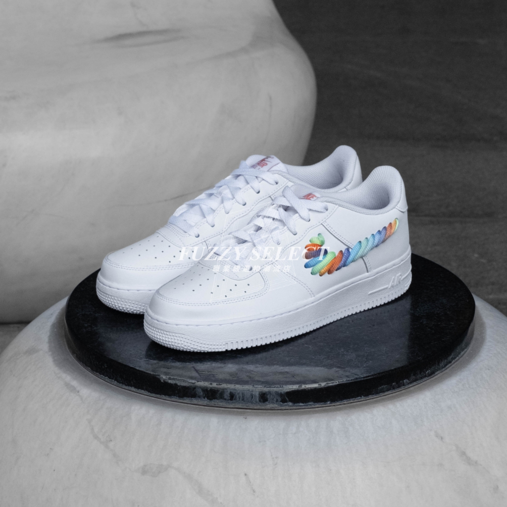 【逢甲FUZZY】Air Force 1 GS  Rianbow 彩虹 麻花 編織 鞋帶 FQ4948-100