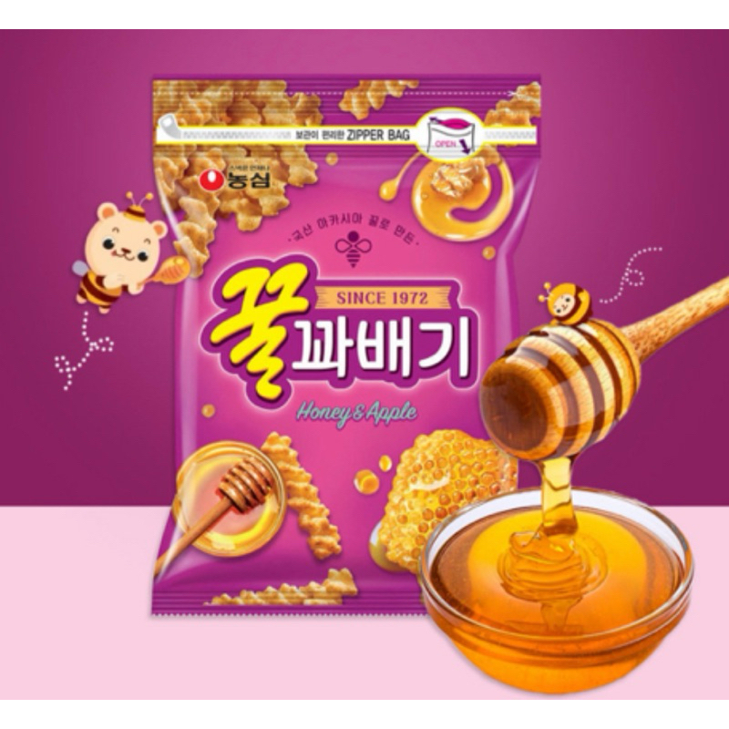 214韓國農心 蜂蜜蘋果脆條餅乾 麻花捲 卡哩卡哩 NONGSHIM